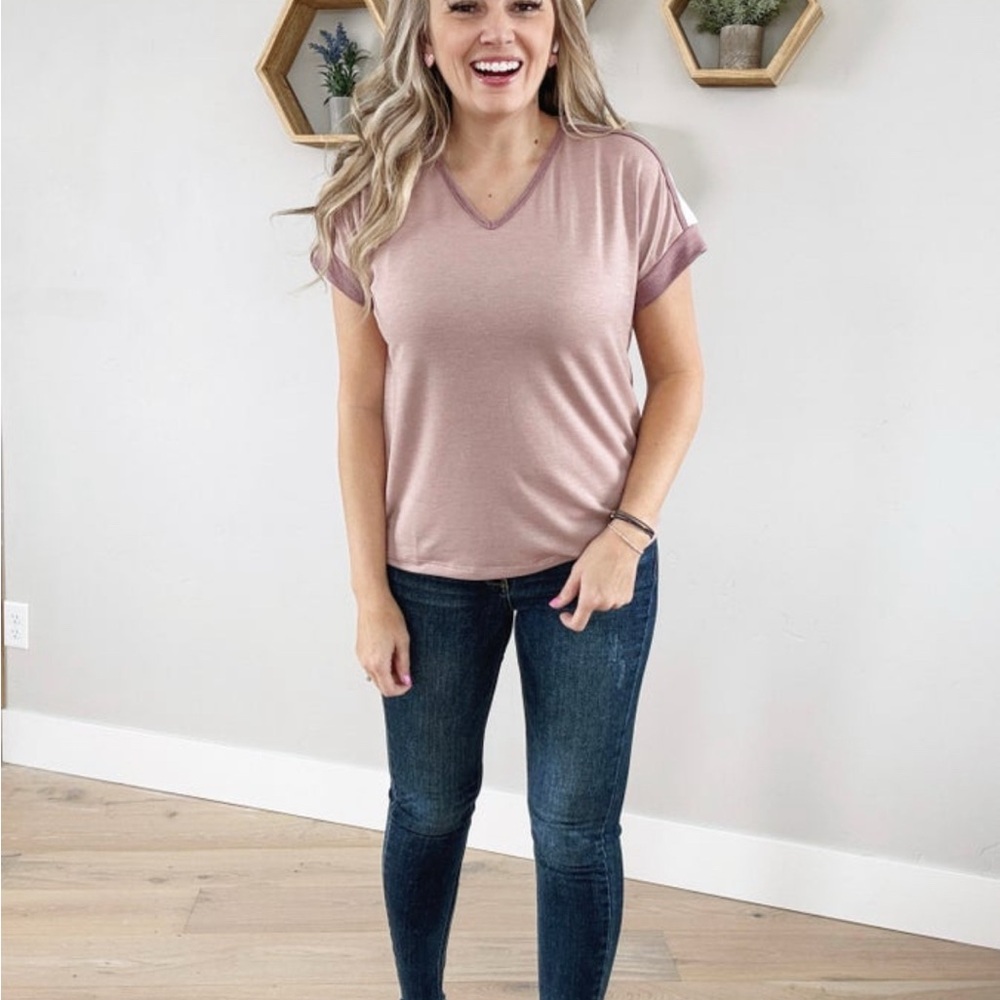 Women's Pink V-Neck Top
